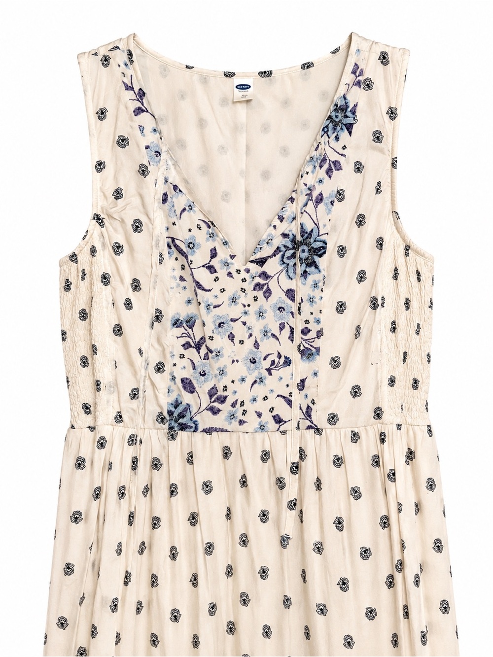 Old Navy Blue & Ivory Floral Boho Sleeveless Midi Dress - Picture 3 of 3
